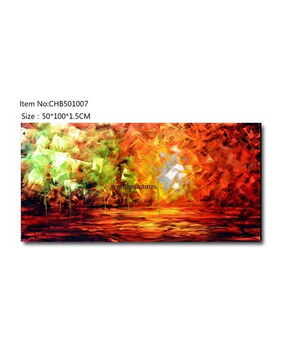 ציור אלומיניום מופשט בגוונים של כתום